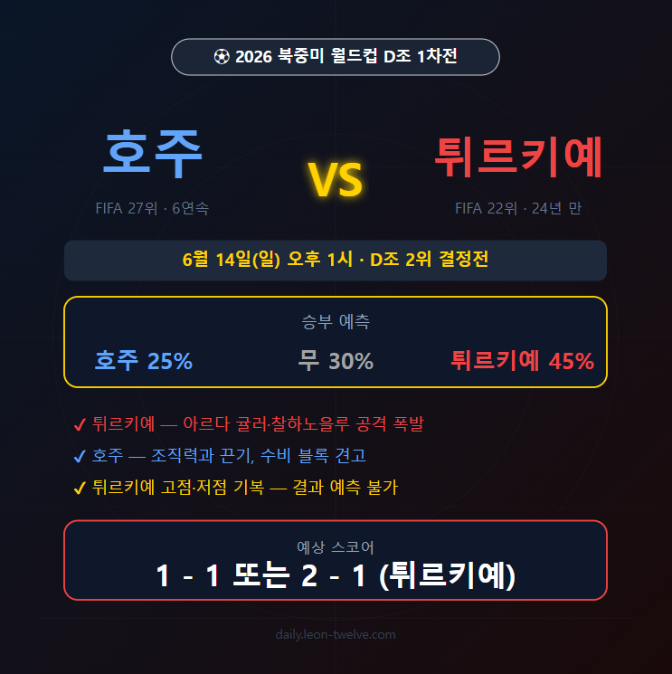 호주 vs 튀르키예 전력 분석