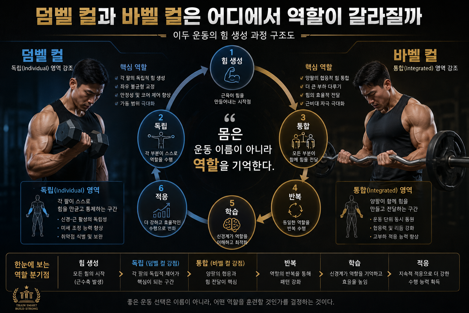 덤벨 컬과 바벨 컬은 어디에서 역할이 갈라질까