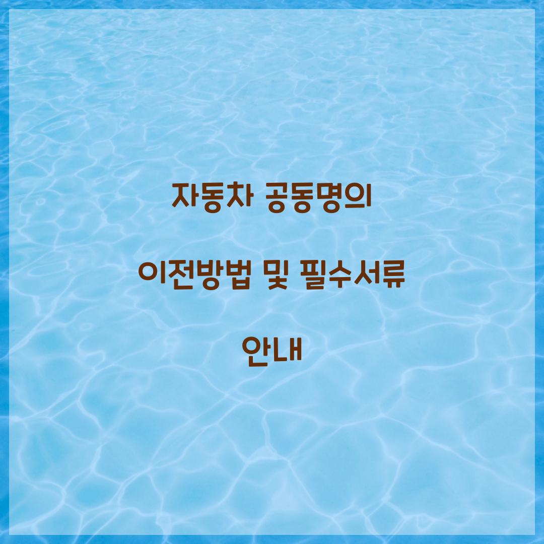 자동차 공동명의 이전
