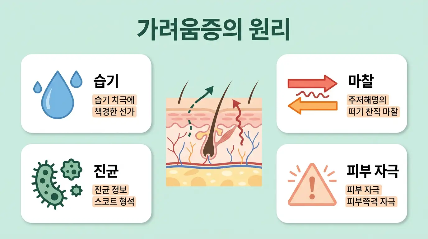 사타구니 가려움증 발생 원리 습기 마찰 피부장벽 곰팡이