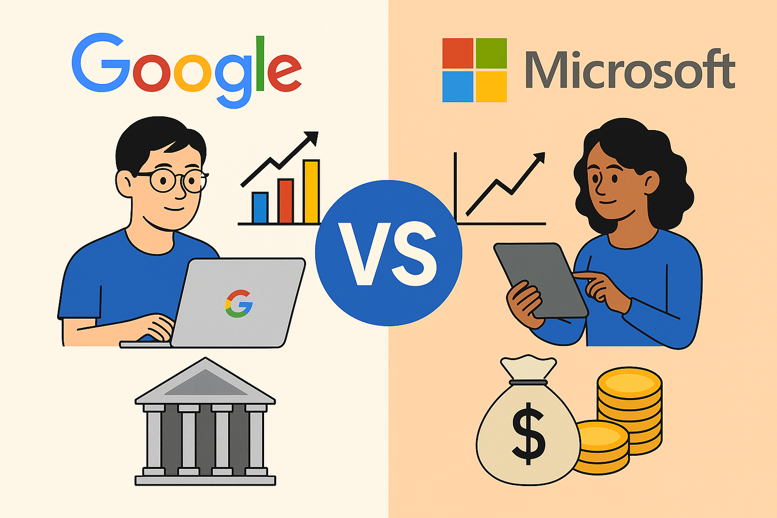 구글 vs 마이크로소프트 투자 비교 이미지