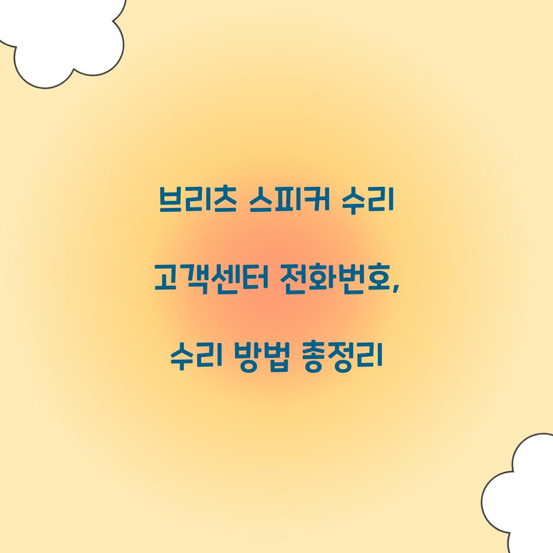 브리츠 스피커 수리 고객센터 전화번호