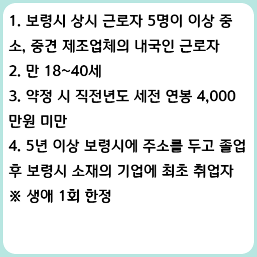 2023 보령시 청년 근로자 정착을 위한 연봉지원