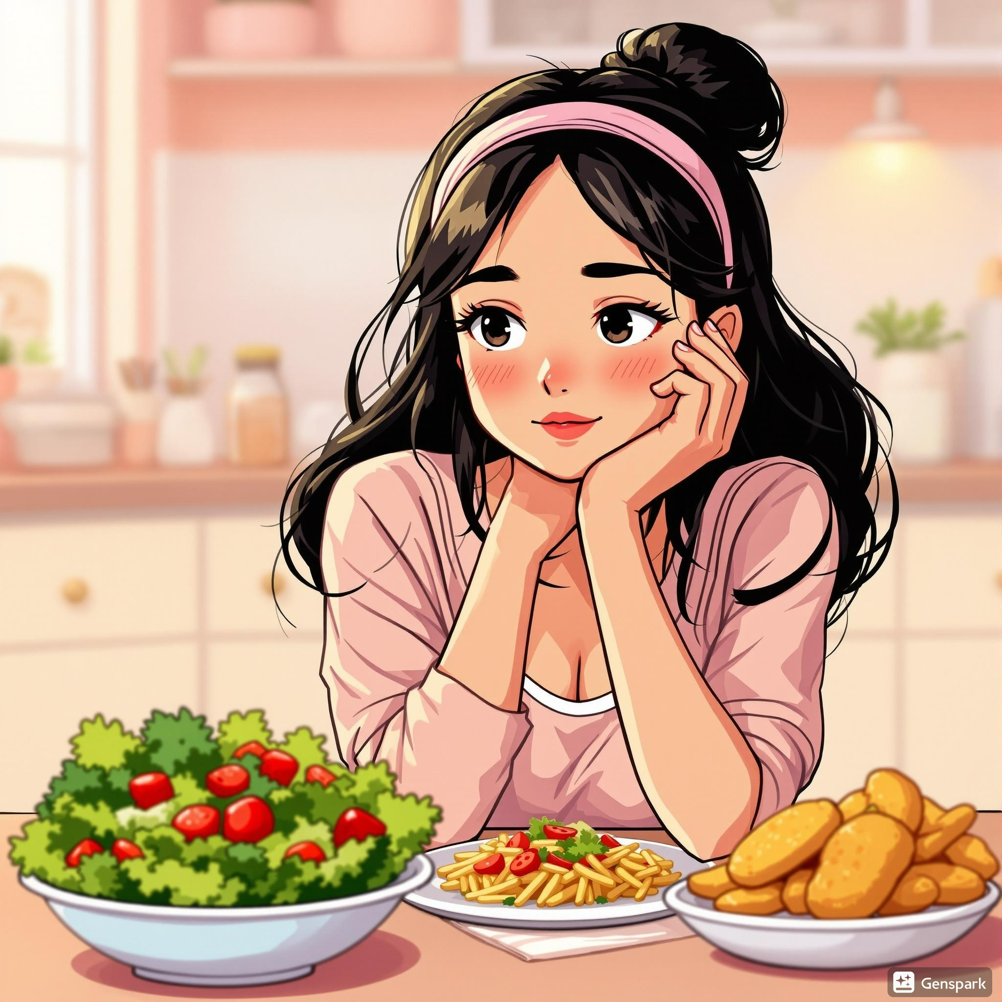 피부와 식단을 고민하는 여성