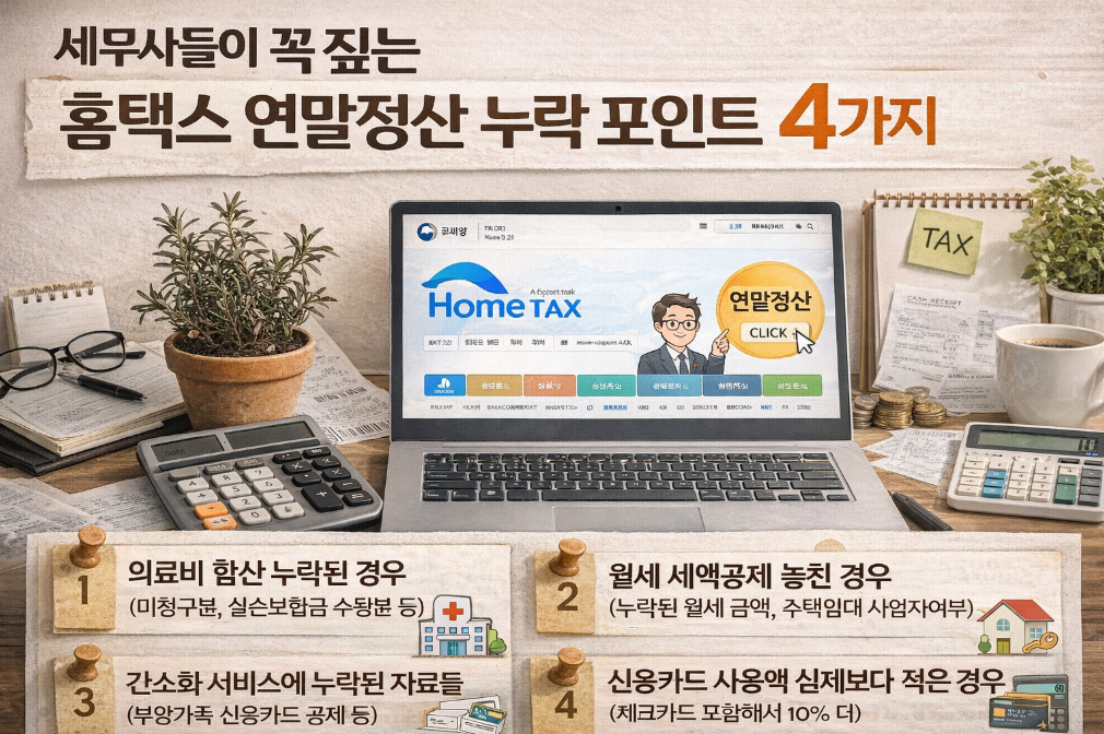 세무사가 알려주는 홈택스 연말정산 놓치기 쉬운 4가지 체크포인트