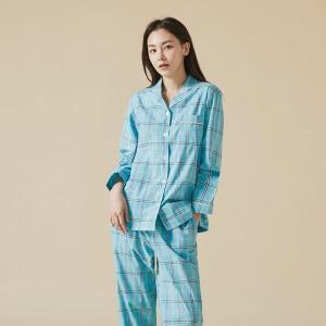 JAJU 자주 오가닉 코튼 스트레치 멀티체크 파자마상하세트