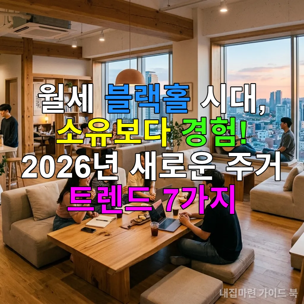 2026년 월세 시대에 소유보다 경험을 중시하는 새로운 주거 트렌드를 보여주는 코리빙 하우스의 전경