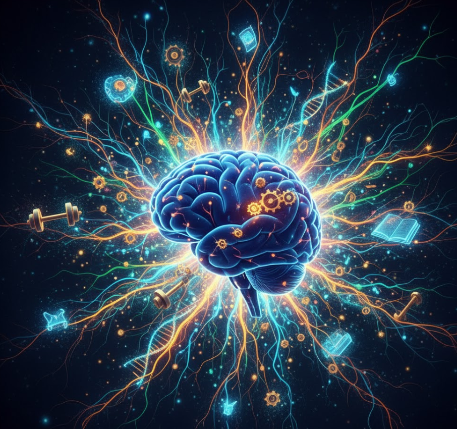 뇌의 신경망과 능력을 이미지화 함.