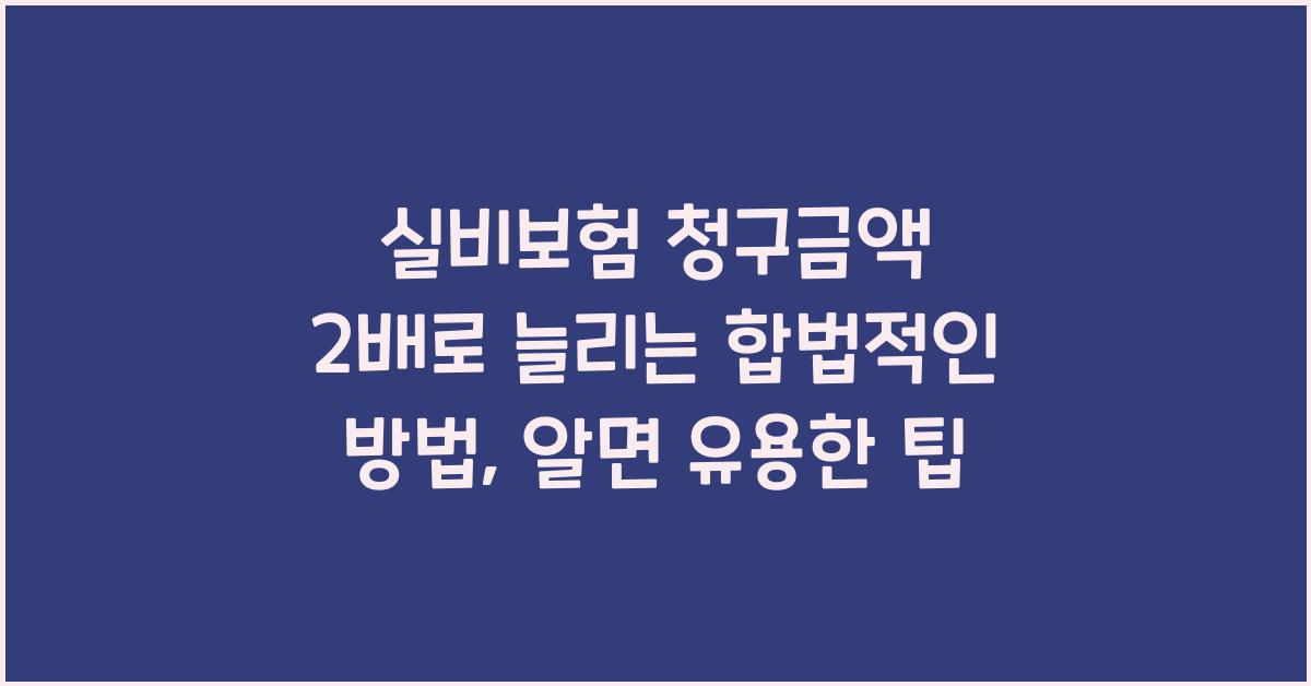 실비보험 청구금액 2배로 늘리는 합법적인 방법