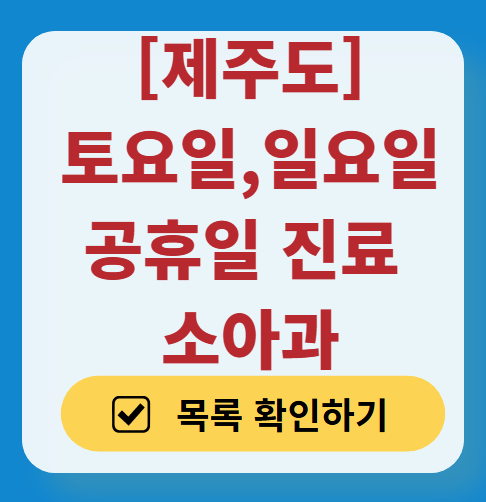 제주도 일요일 진료 소아과 추천 목록 ❘ 토요일 주말 공휴일 야간 문 여는 소아청소년과
