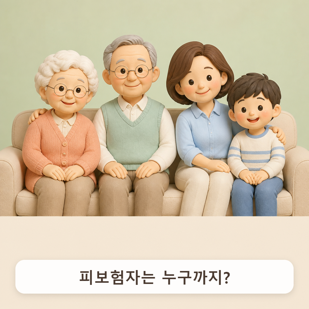 할머니, 할아버지, 엄마, 아이가 한 소파에 나란히 앉은 가족