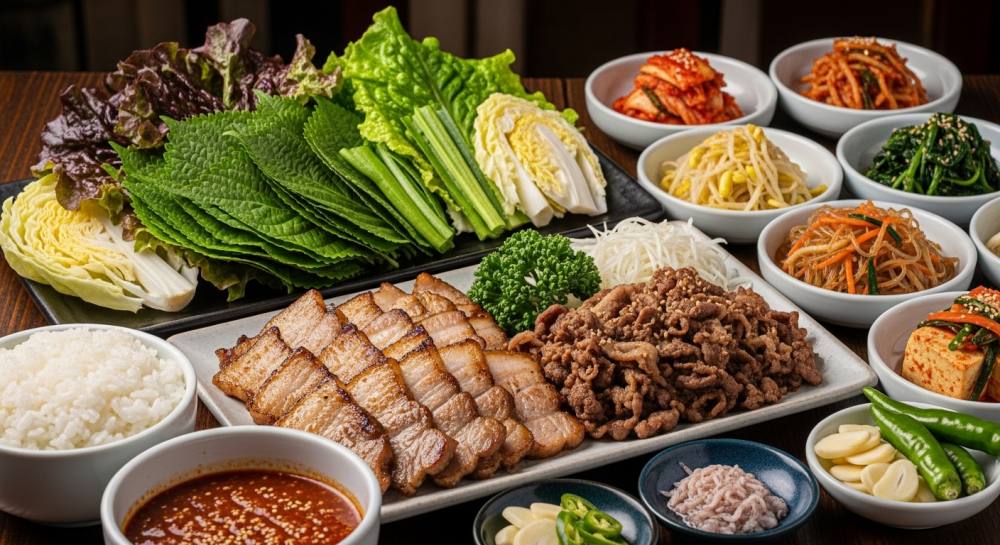 고기쌈밥정식 음식 사진