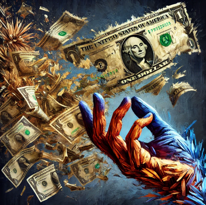 투자한 것이 가치가 없어지는 것을 표현한 이미지입니다.