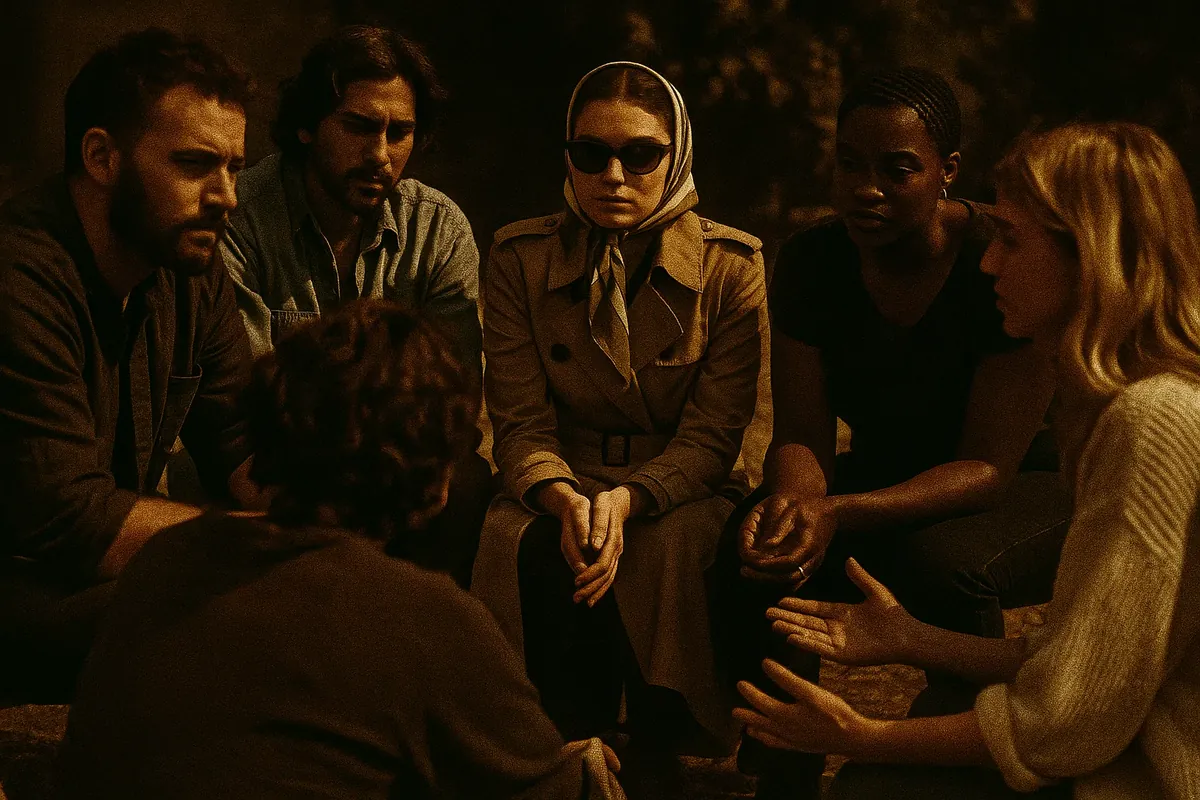 지원 그룹에서 진지한 대화 나누는 사람들