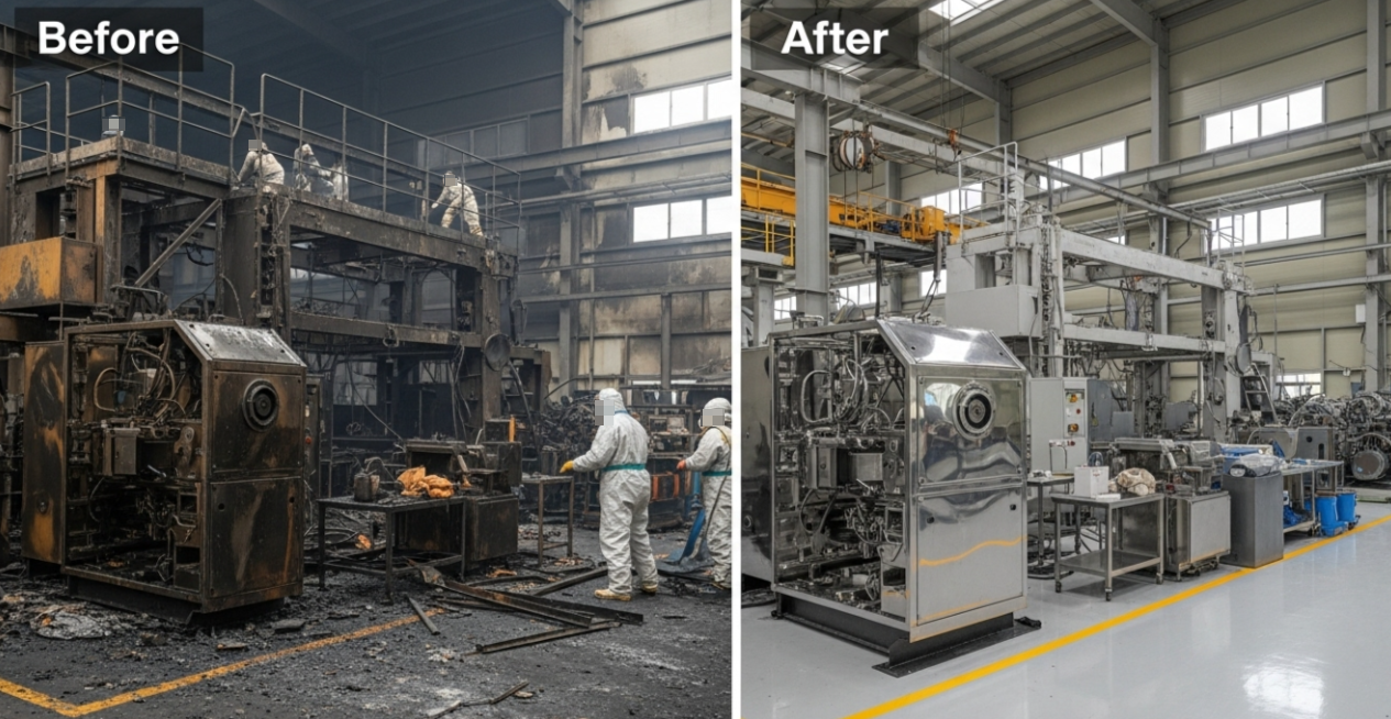 오산 화재청소후 전과 후 모습