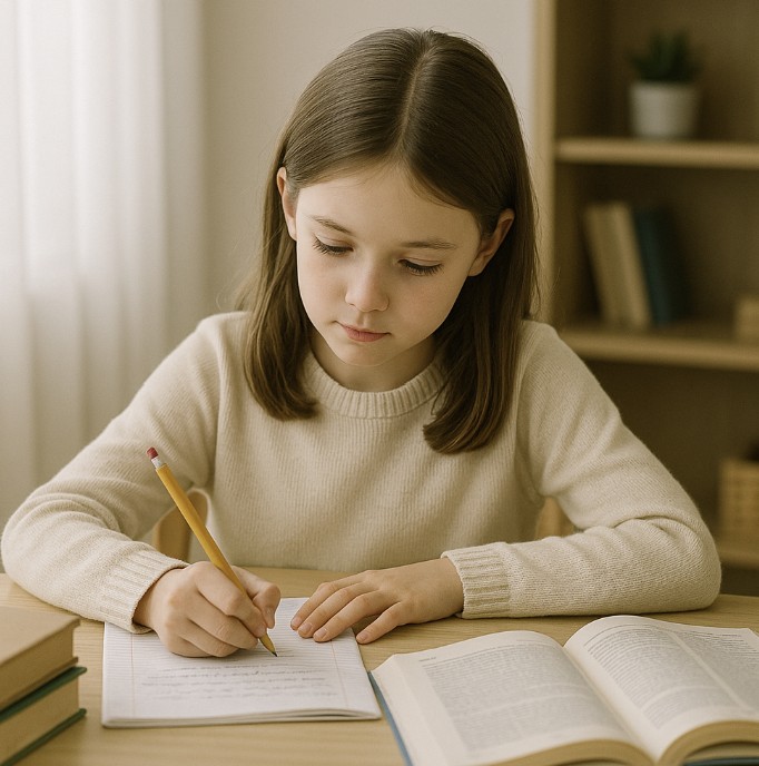숙제하는 아이 사진