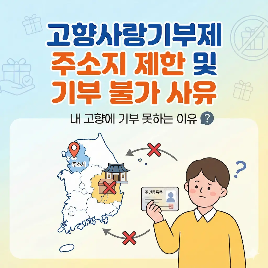 고향사랑기부제 주소지 제한 및 기부 불가 사유|내 고향에 기부 못하는 이유