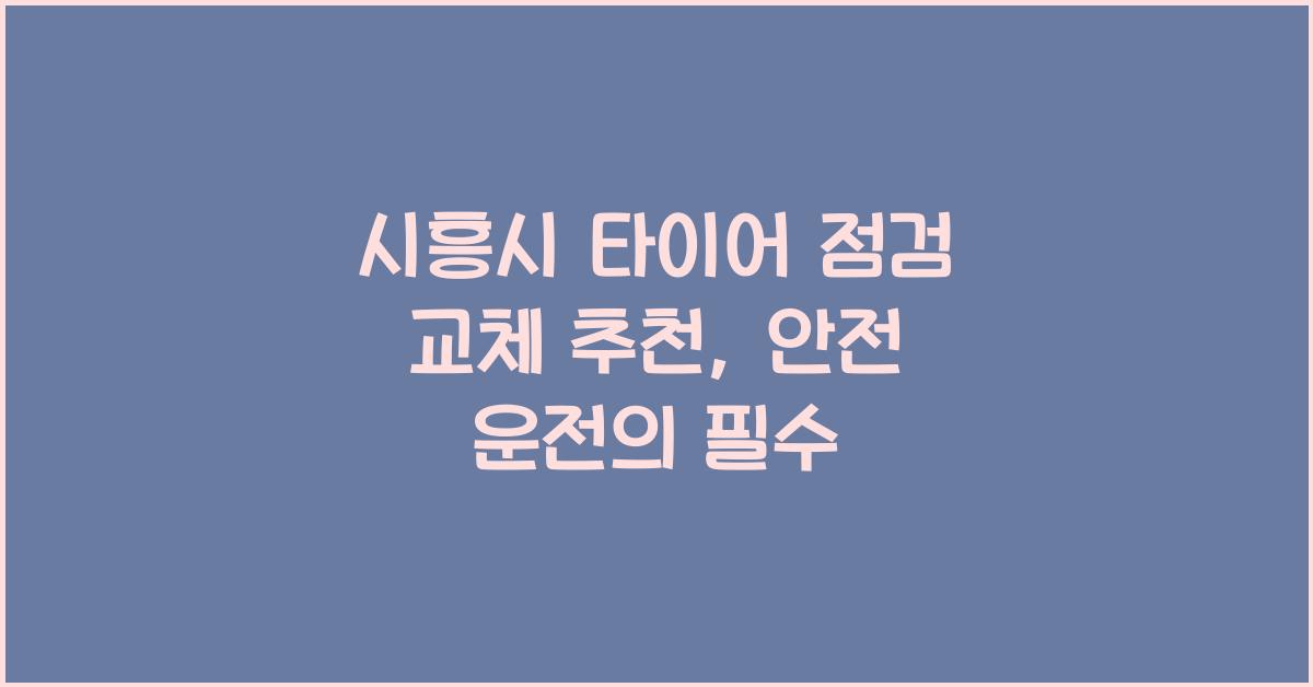 시흥시 타이어 점검 교체 추천