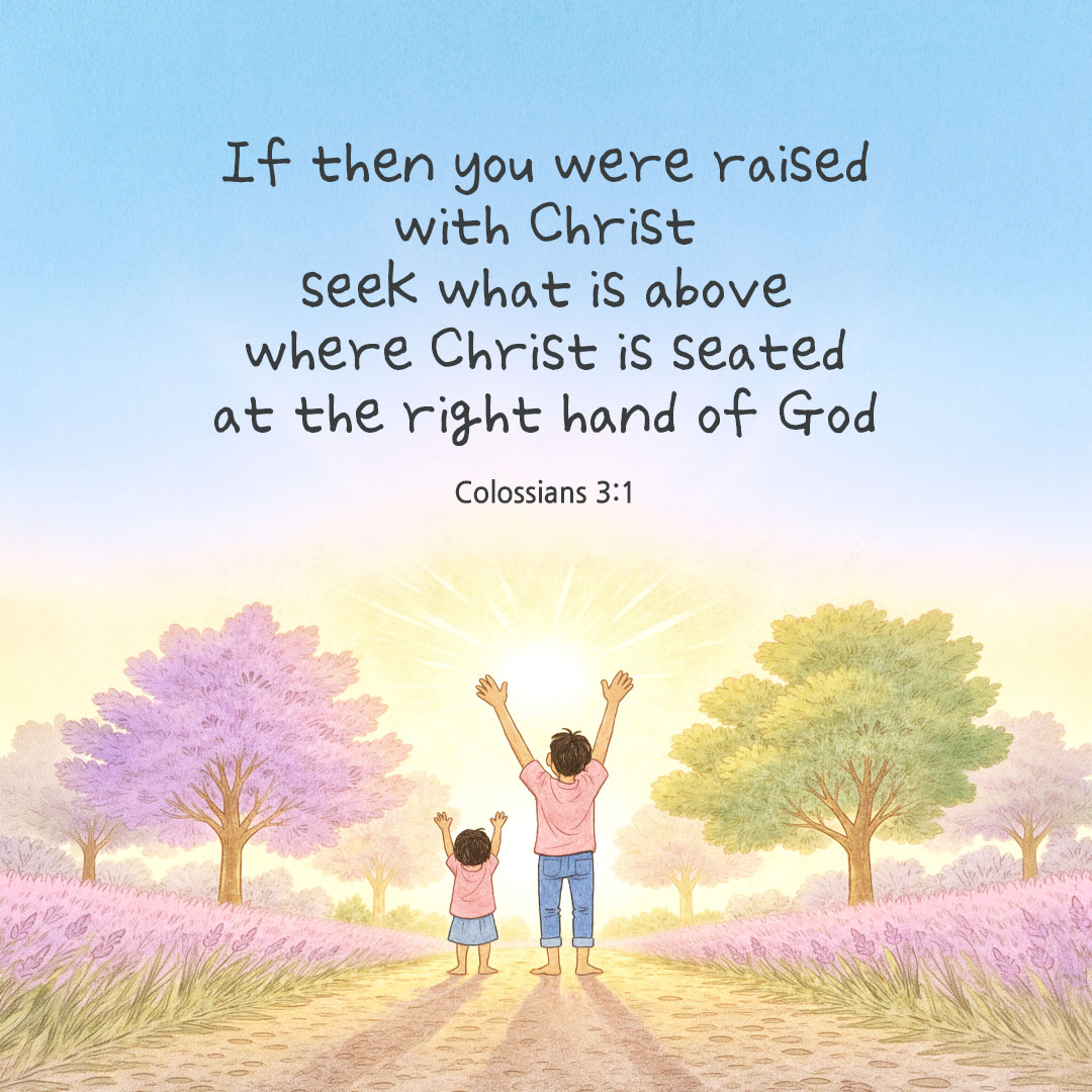 Today's Bible verse card Colossians 3:1 scripture image