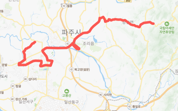 파주-7500번-버스-노선-지도