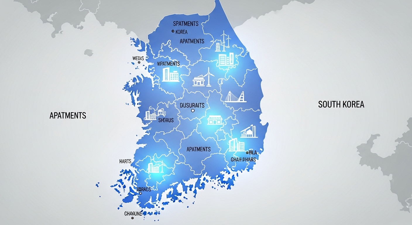 2026년 소액 부동산 투자가 유망한 한국의 주요 지역을 표시한 지도.