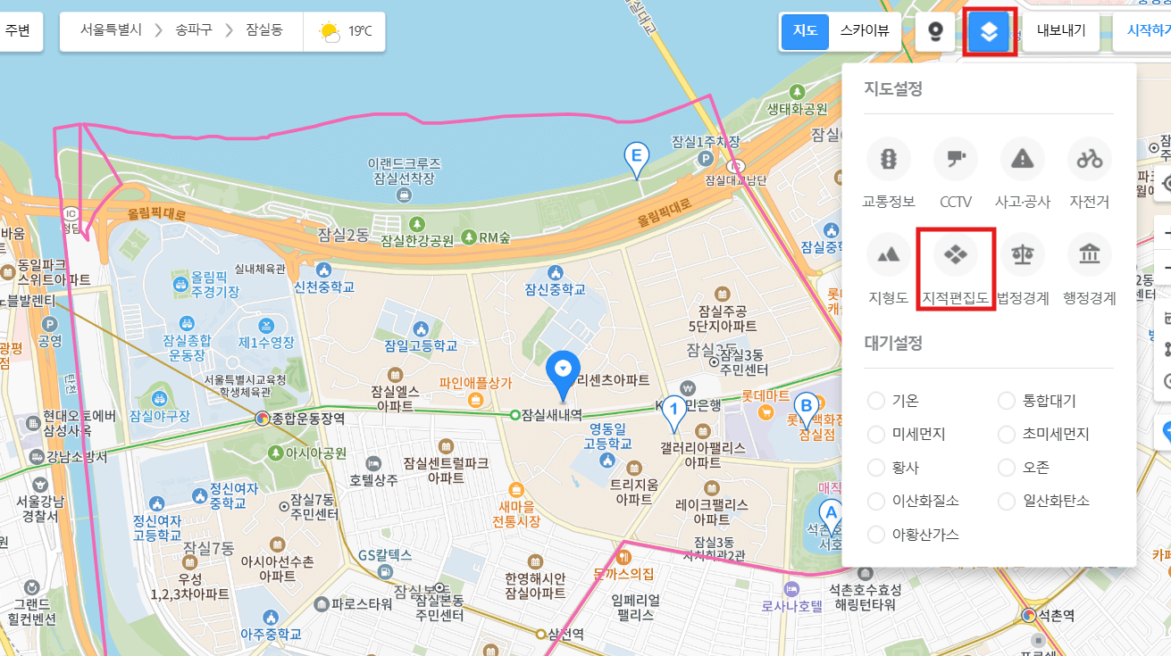 카카오맵 지적편집도