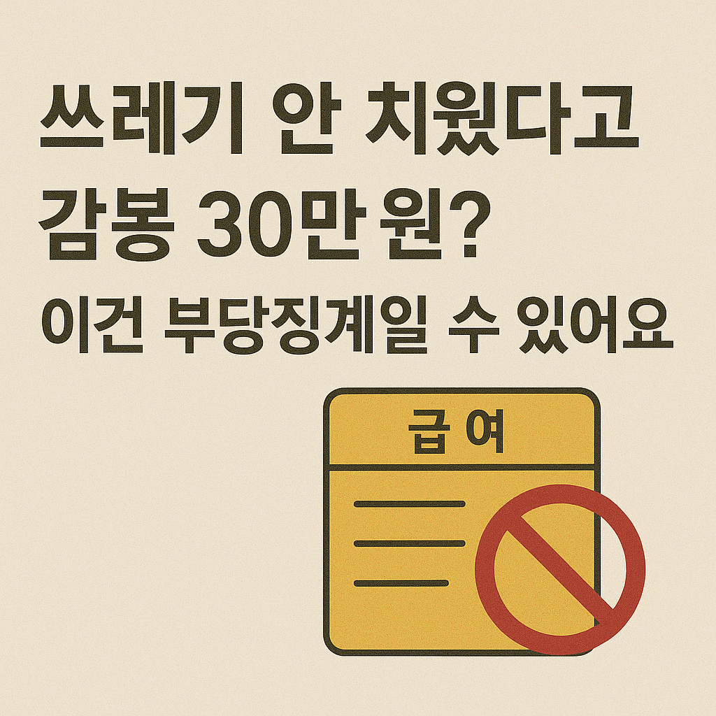 쓰레기 안 치웠다고 감봉 30만 원? 이건 부당징계일 수 있어요