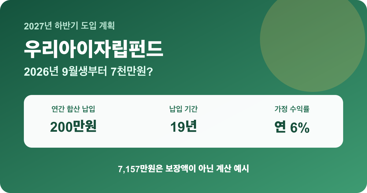 우리아이자립펀드 2026년 9월생부터 가입 대상 안내 카드