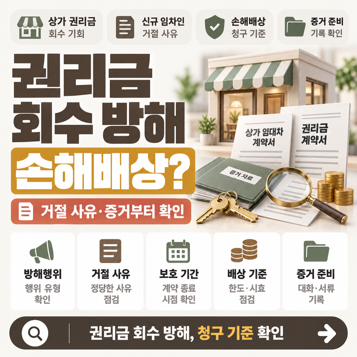 상가 임대차 계약서와 권리금 계약서를 사이에 두고 임대인과 임차인이 상담하는 모습