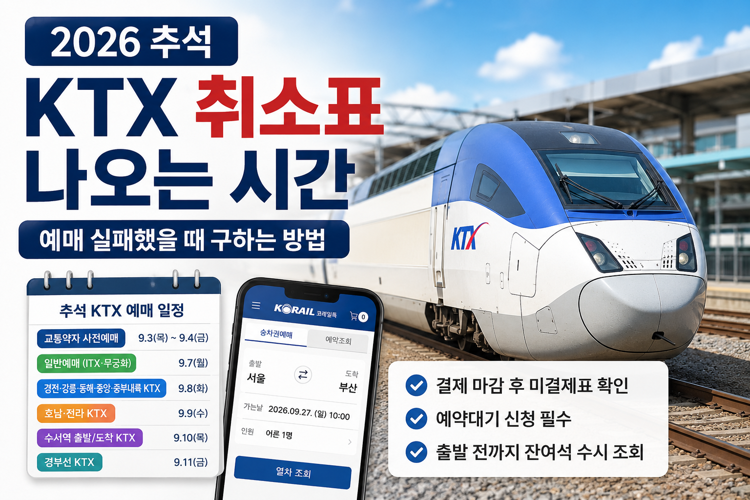 2026 추석 KTX 취소표 나오는 시간