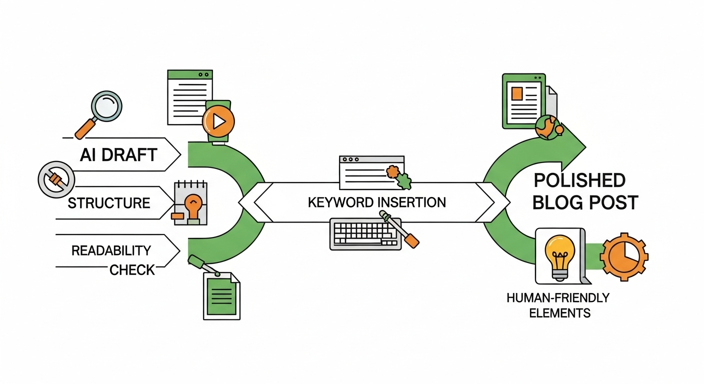 AI 글쓰기 루틴의 네 가지 핵심 단계를 시각화한 플로우차트