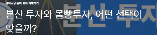 분산 투자와 몰빵투자, 어떤 선택이 맞을까?