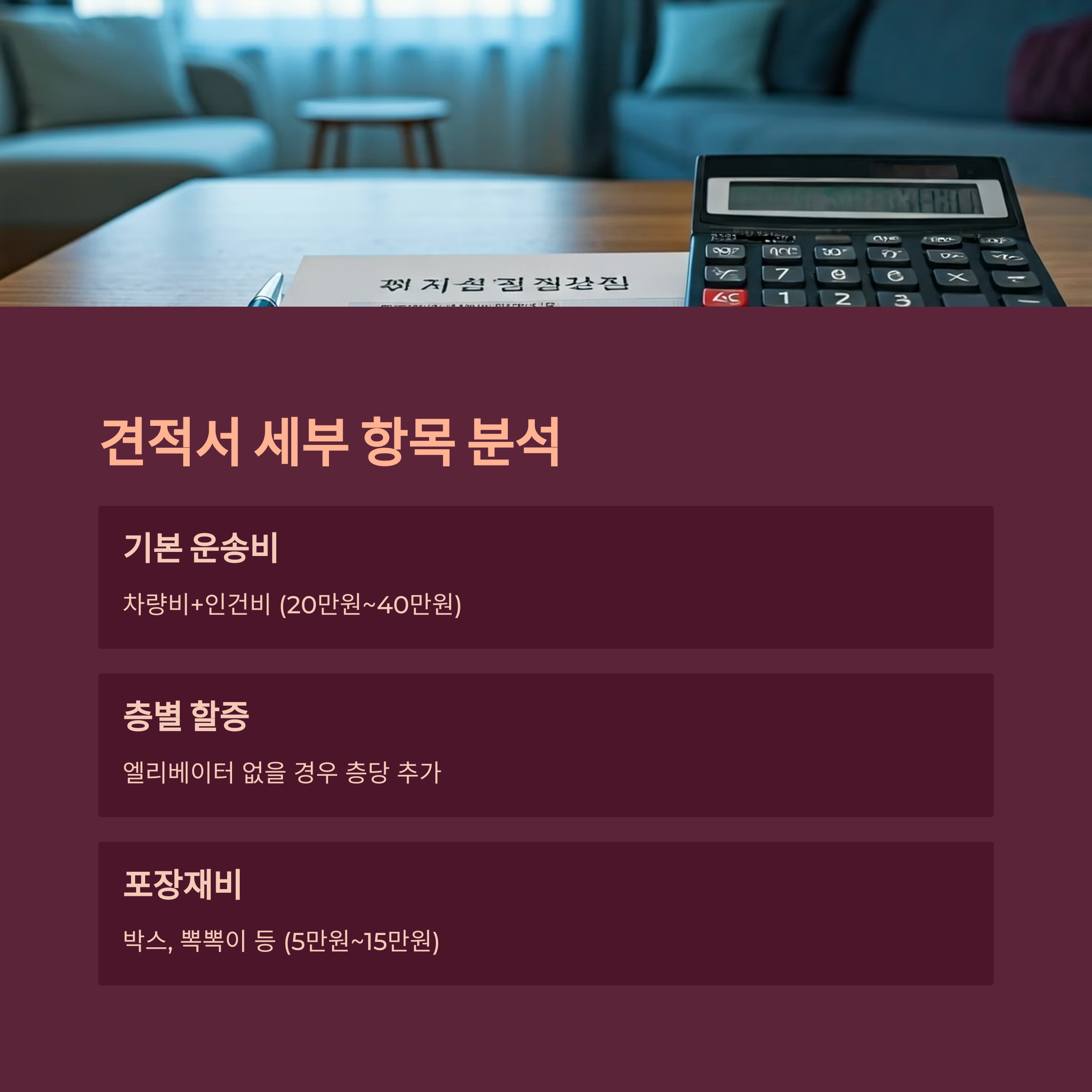 횡성 이삿짐센터 견적서 확인