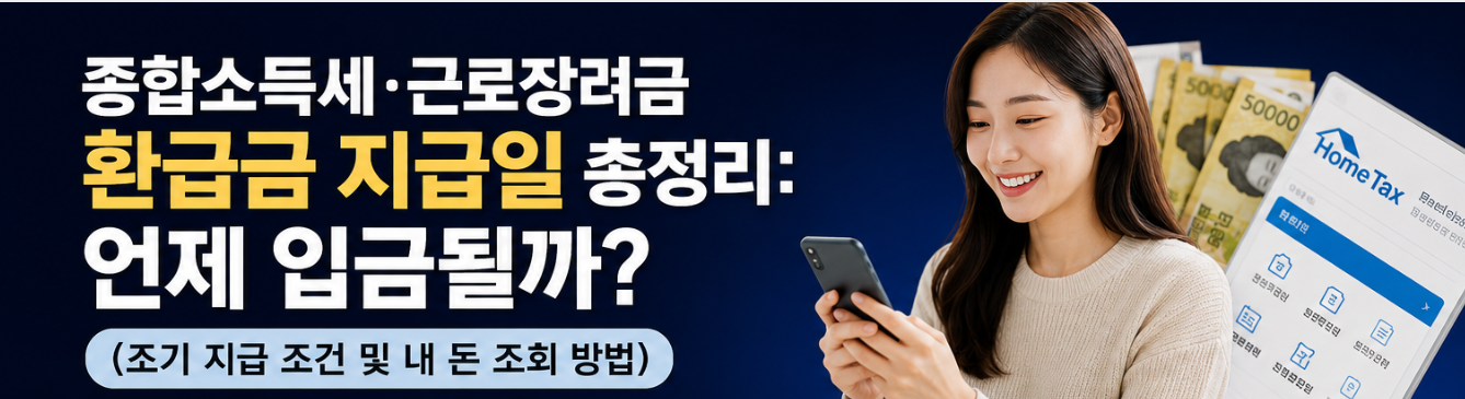 종합소득세&middot;근로장려금 환급금 지급일 총정리: 언제 입금될까? (조기 지급 조건 및 내 돈 조회 방법)