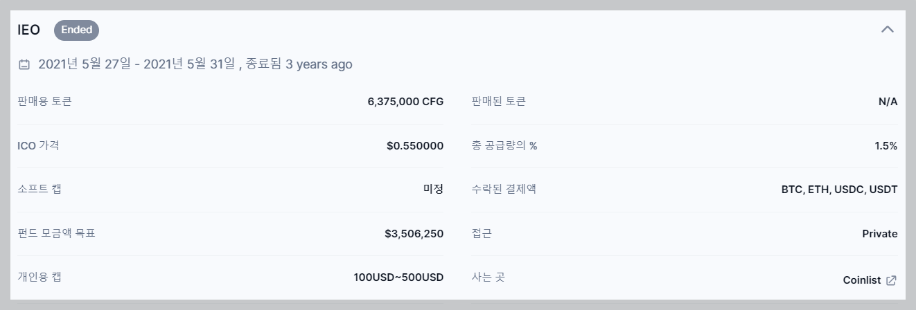 센트리퓨즈 Centrifuge (CFG) 코인 IEO 내용
