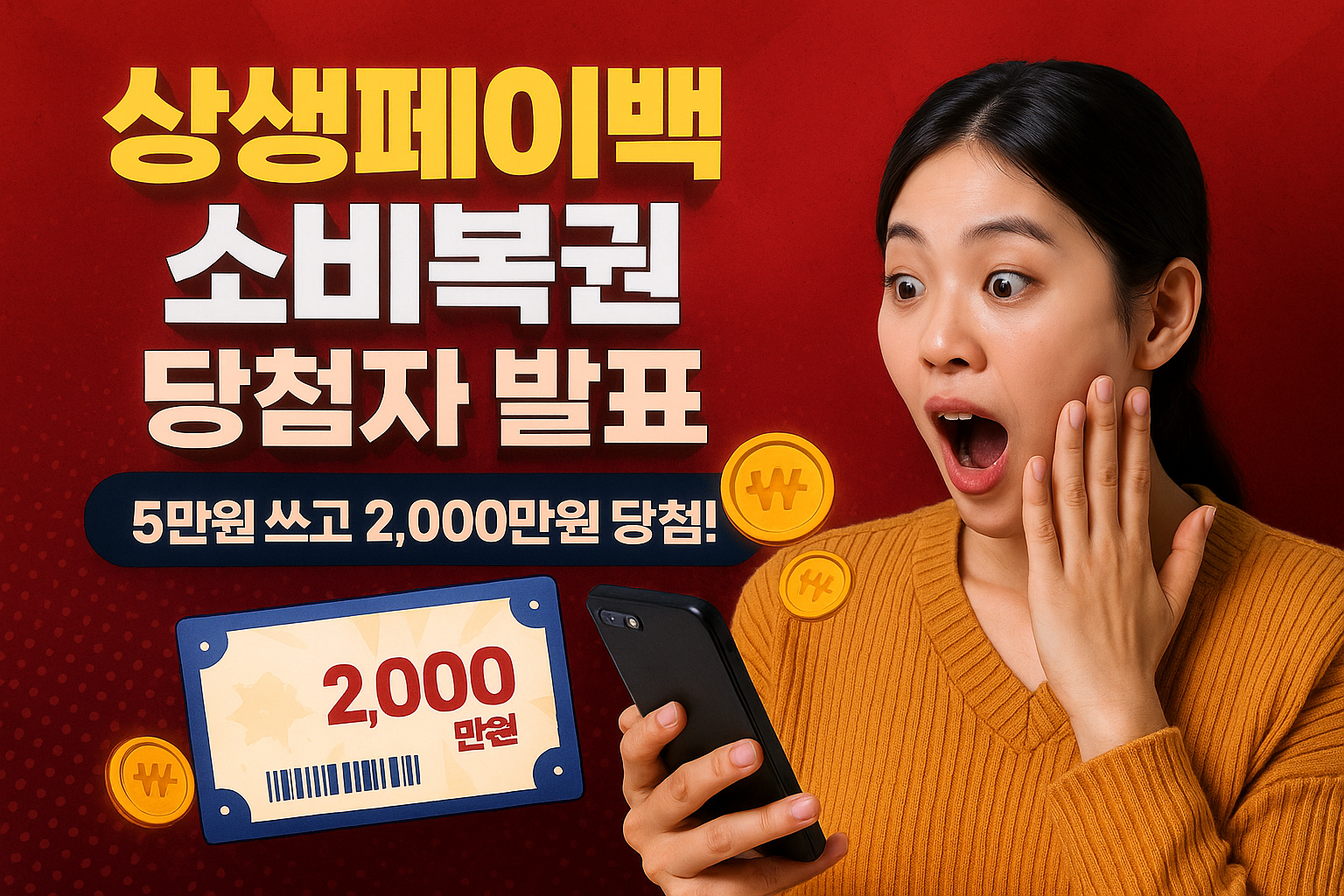 상생페이 소비복권 당첨자 발표 이미지