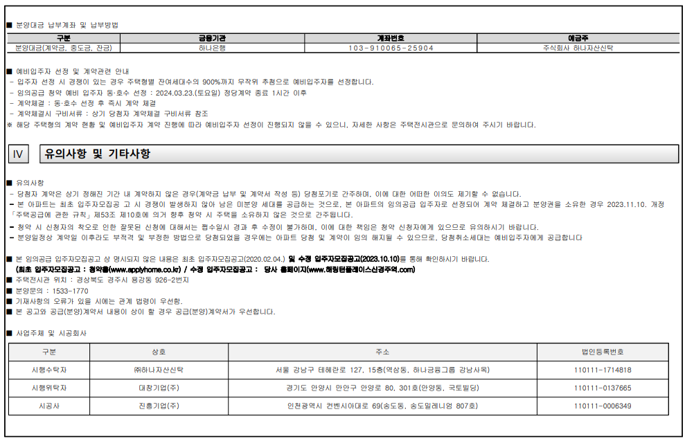 해링턴 플레이스 신경주역 무순위 청약 안내