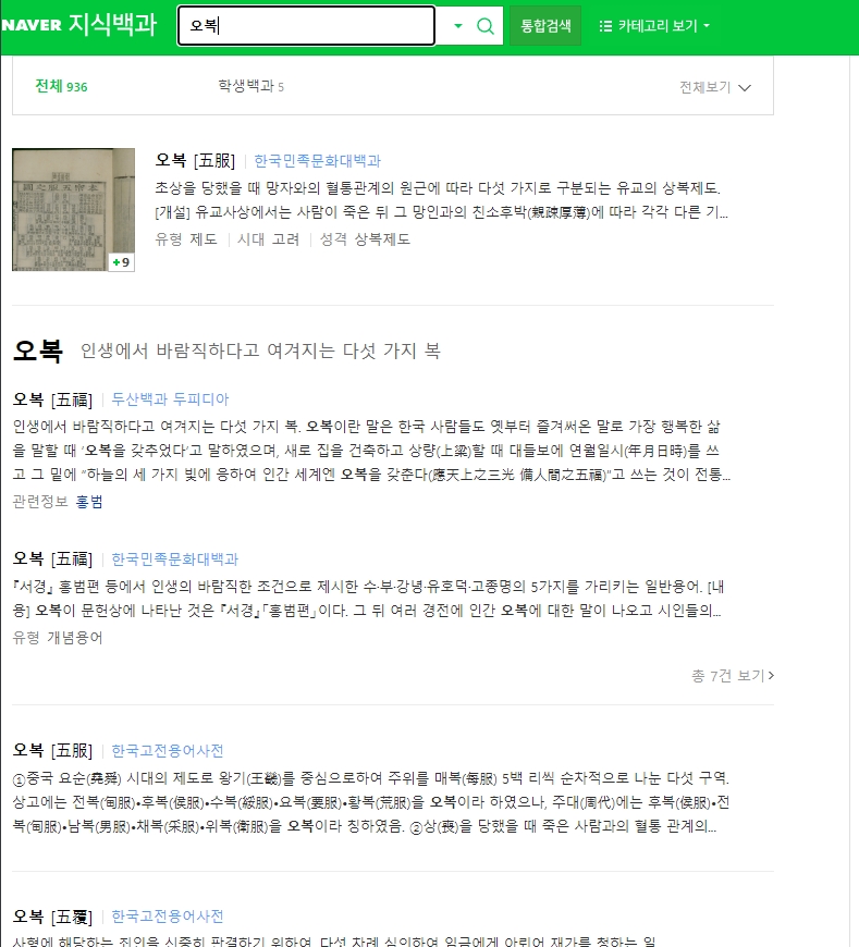 전통적인 오복의 한자 풀이와 그 상징적인 의미