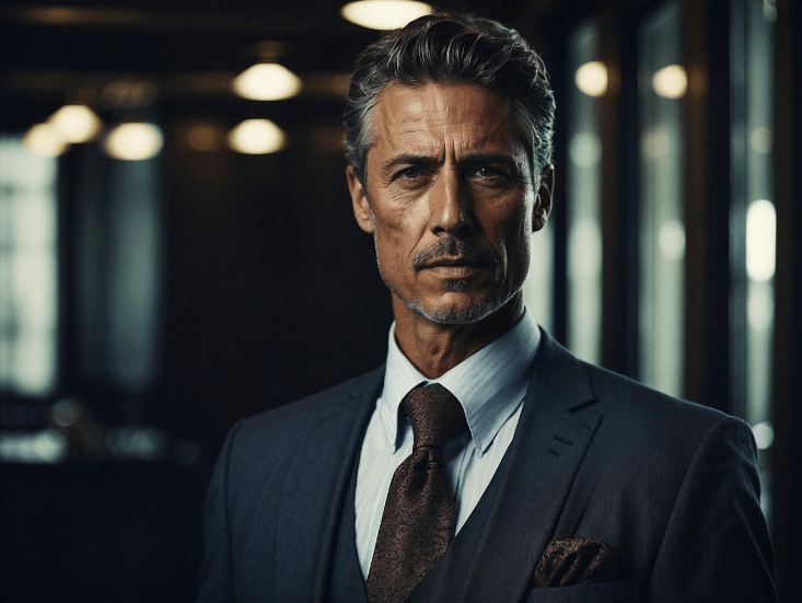 사무실을 배경으로 정면으로 바라보는 직장인 남성