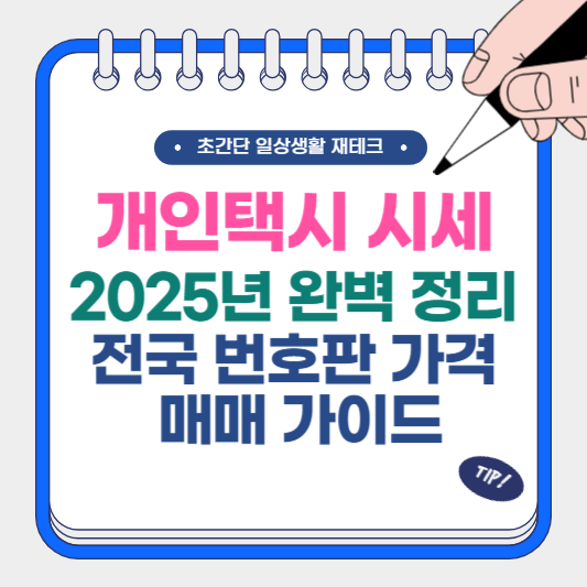 개인택시 시세 2025년 완벽 정리, 전국 번호판 가격 및 매매 가이드