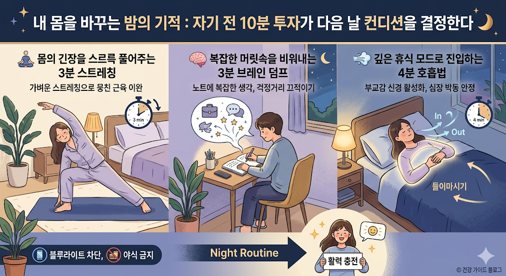 내 몸을 바꾸는 밤의 기적 : 자기 전 10분 투자가 다음 날 컨디션을 결정한다