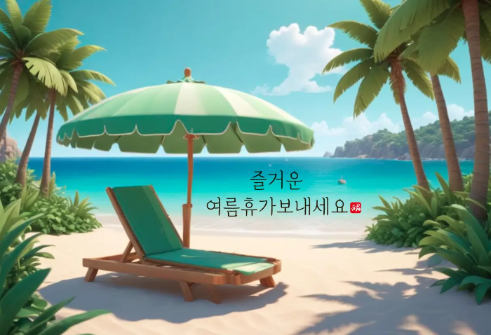 바다-파라솔-선베드-야자수