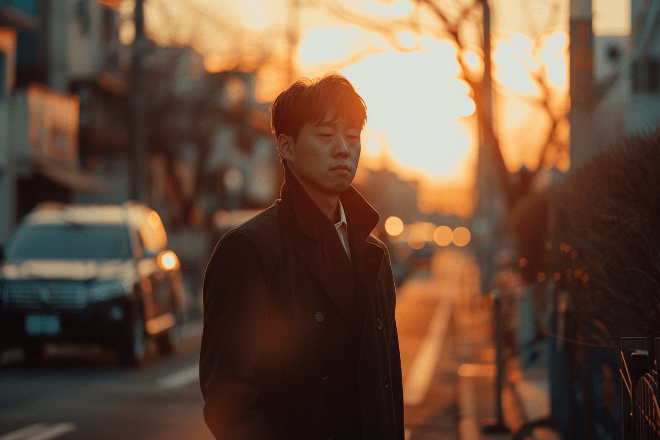 석양을-등지고-코트를-입고-서-있는-남성