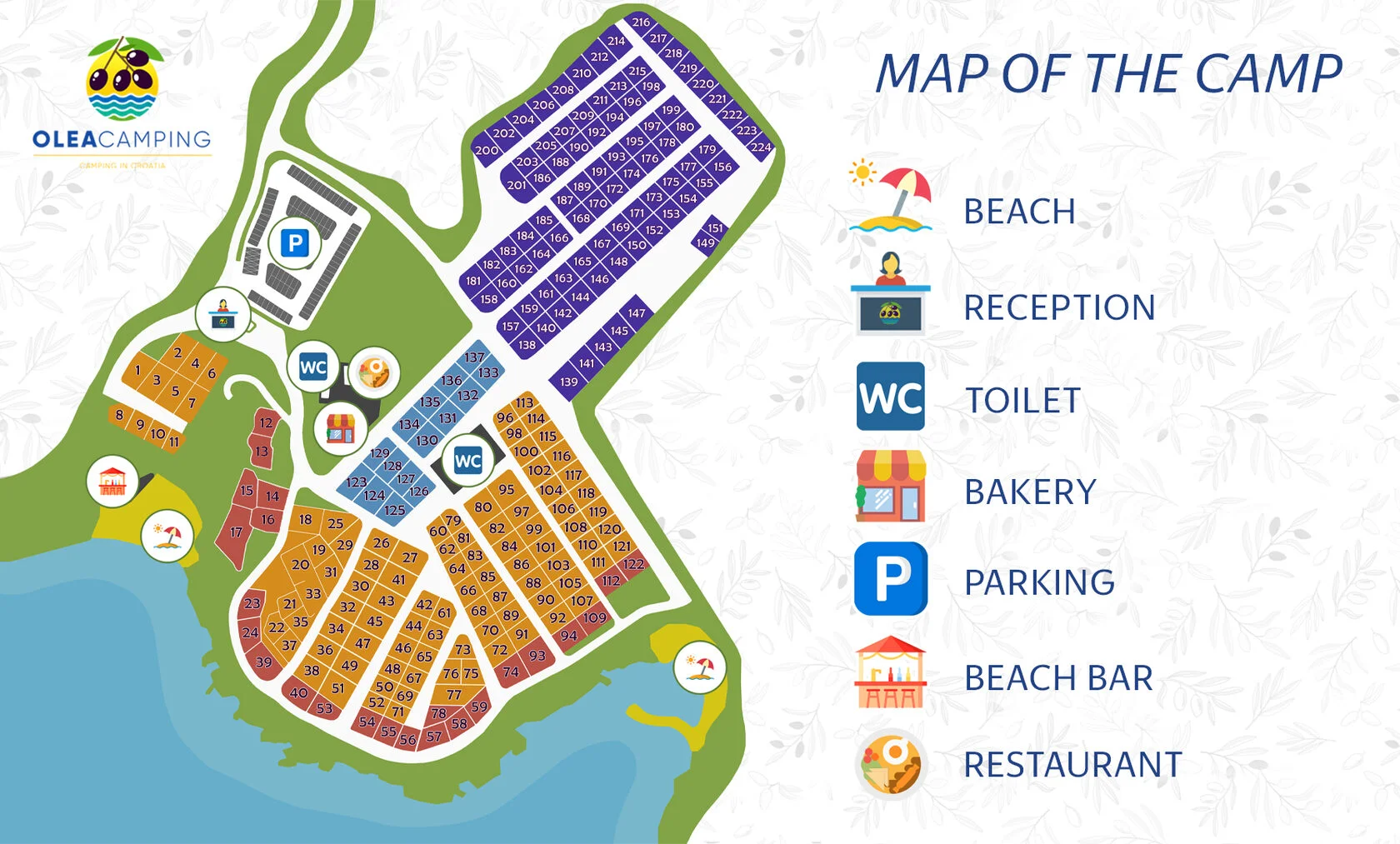 Olea Camping 사이트 배치도