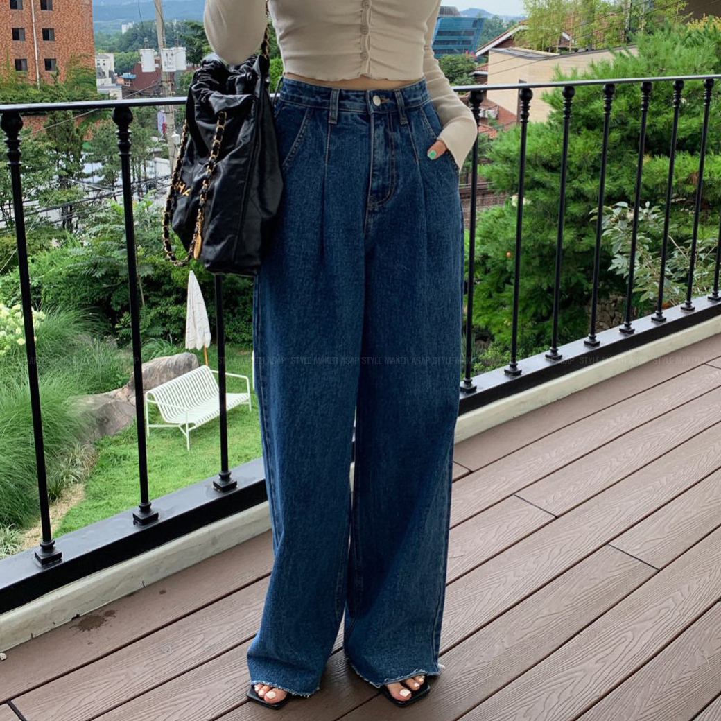 레브시티 핀탁와이드청바지