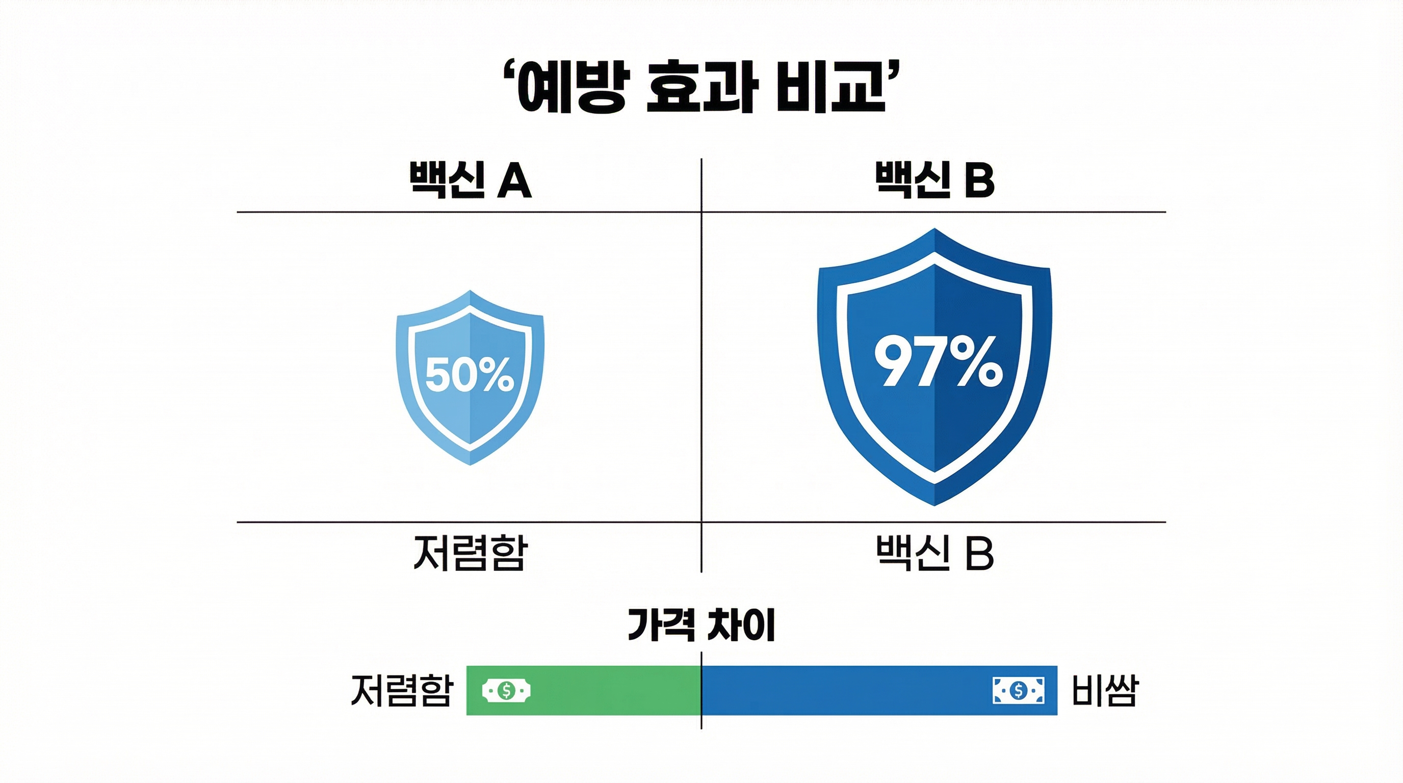 백신 종류를 비교하는 사진