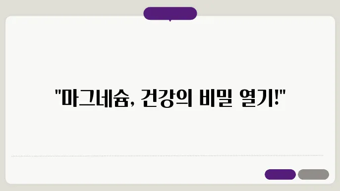 마그네슘 복용법