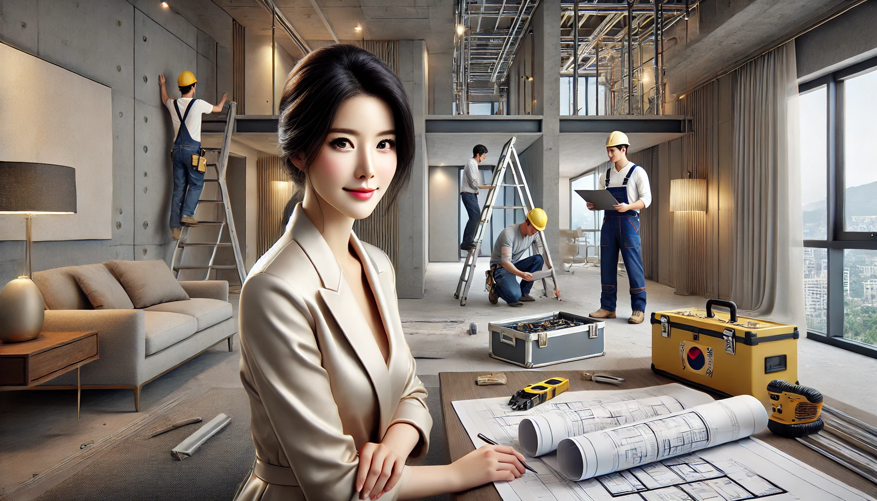 아파트 인테리어 공사하는 이미지