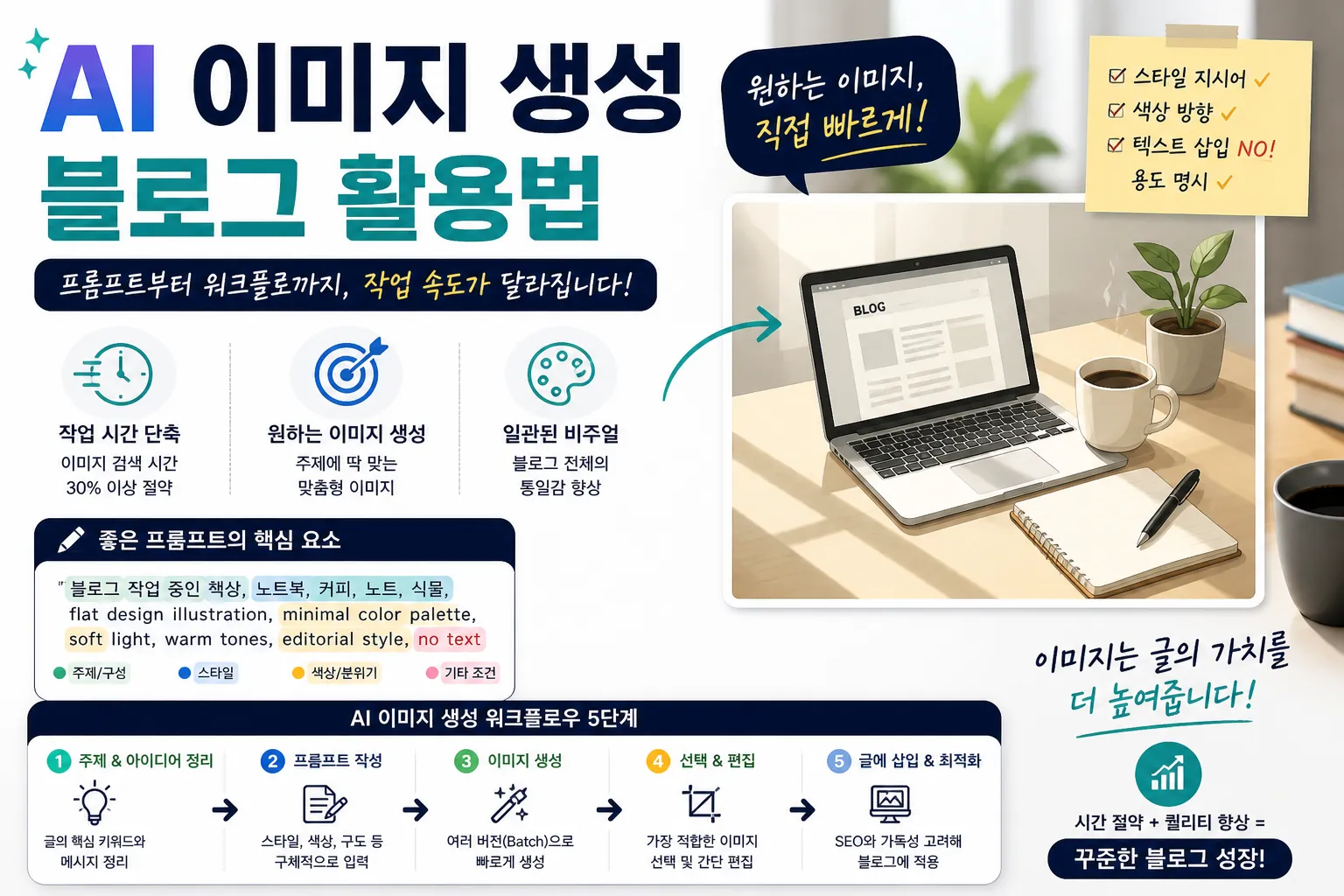 AI 이미지 생성 블로그 활용법 (프롬프트, 워크플로, 작업속도)