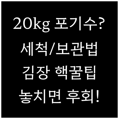 절임배추 20kg 포기 수 보관 세척..